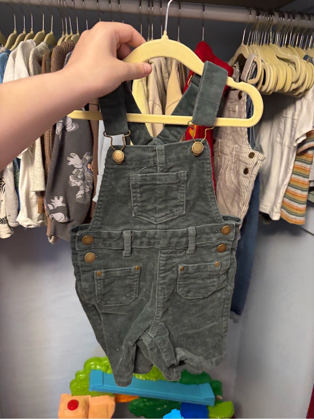Jamie Kay Olive Green Corduroy Overalls for Kids